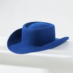 NWT Anthropologie blue curve brim hat wool blend